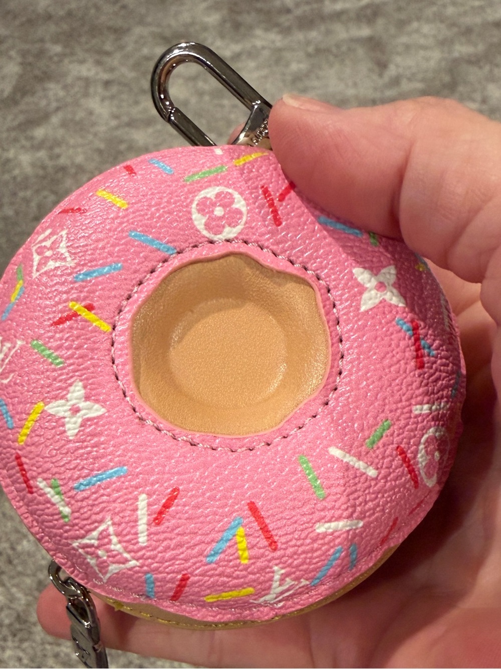 Pink Donut Keychain Bagcharm or AirTag Holder